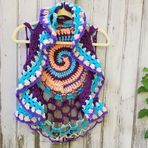 Crochet Boho Circle Vest Artisan Festival Wear